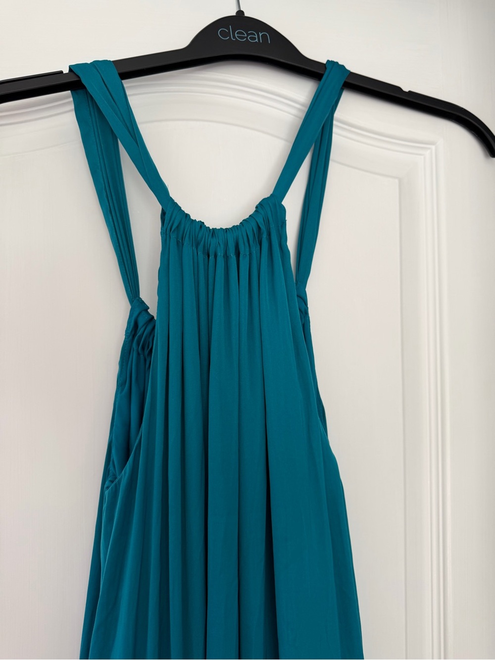 Banana Republic Factory Teal Tie Back Maxi Dress Pockets Sleeveless Medium NWT - Picture 11 of 11